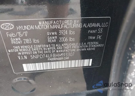 2017 Hyundai Elantra Se из США, поврежденный, VIN 5NPD74LF8HH193307